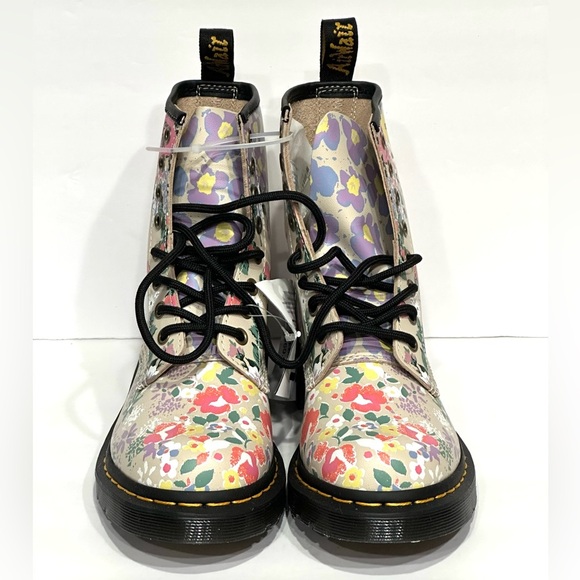 Dr Martens Leather Women’s Floral Lace Up Combat Boots Size 6, New - Picture 6 of 16